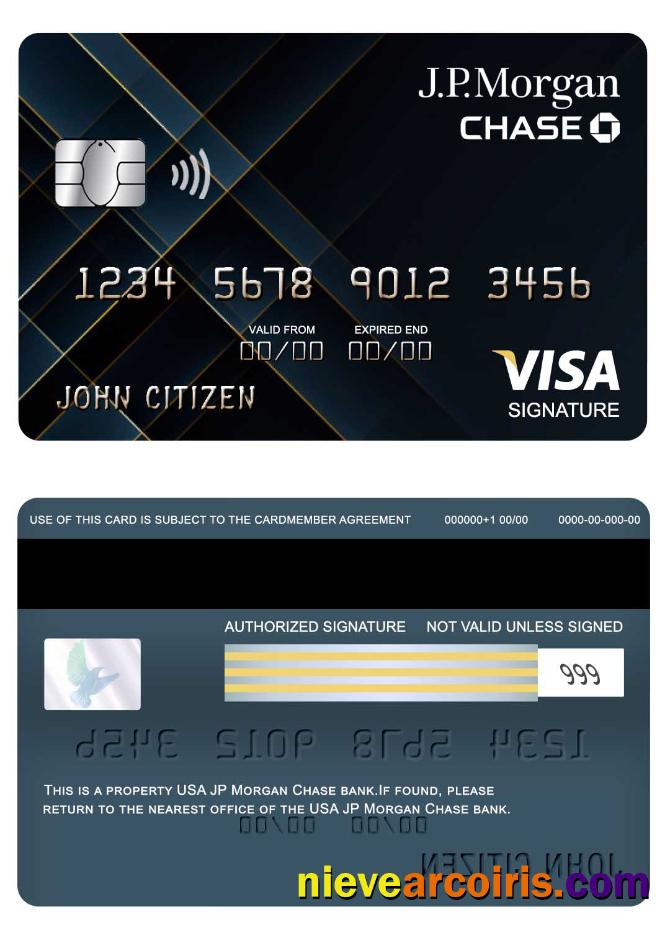 USA JP Morgan Chase bank visa signature card